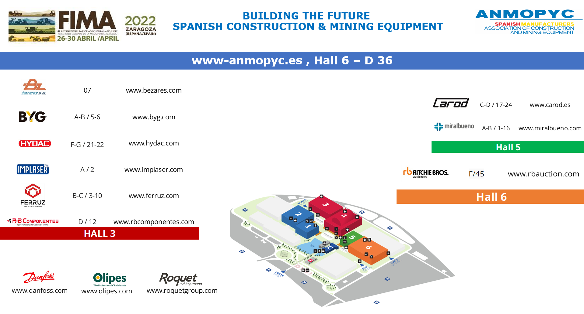 ANMOPYC participa en FIMA 2022, Zaragoza, 26 al 30 de Abril